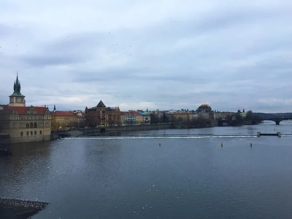 Cityscape Vltava River Charles Bridge Old Town Prague Czech Republic — стокове фото