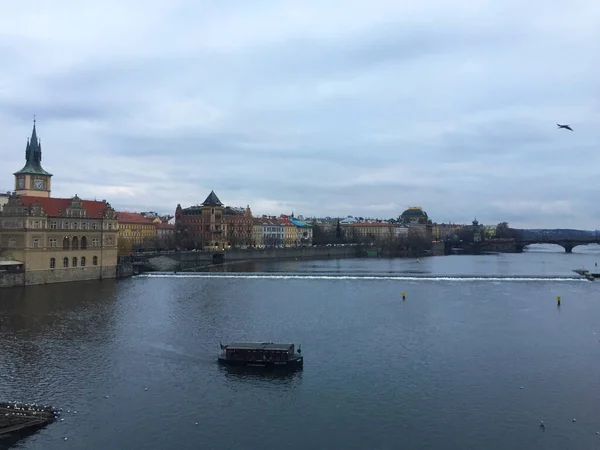 Çek Cumhuriyeti Prag Daki Vltava Nehri Charles Köprüsü Nün Şehir — Stok fotoğraf