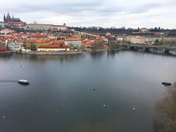 Paysage Urbain Rivière Vltava Pont Charles Vieille Ville Prague République — Photo