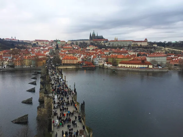 Paisagem Urbana Rio Vltava Ponte Charles Cidade Velha Praga República — Fotografia de Stock