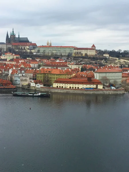 Paisagem Urbana Rio Vltava Ponte Charles Cidade Velha Praga República — Fotografia de Stock