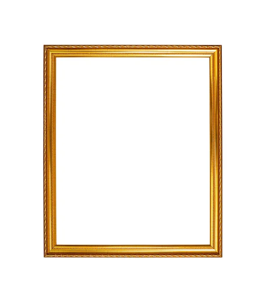 Colore Oro Cornice Legno Sfondo Isolato Con Percorso Sfondo Bianco — Foto Stock