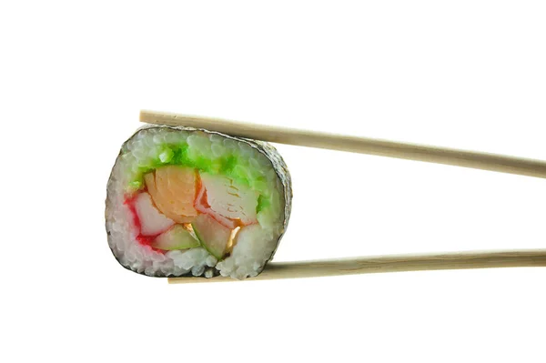 Sushi Maki Stokjes Geïsoleerd Witte Achtergrond — Stockfoto