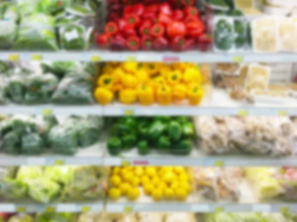 Vegetables Shelf Supermarket Blurred Background — Stock Photo, Image