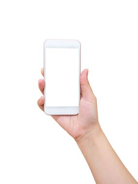 Ayrı bir kadın cep telefonu tutuyor.