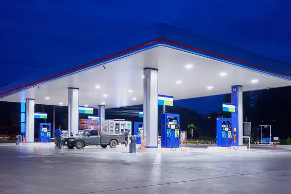 Gas Station Night Time — Stock Photo, Image