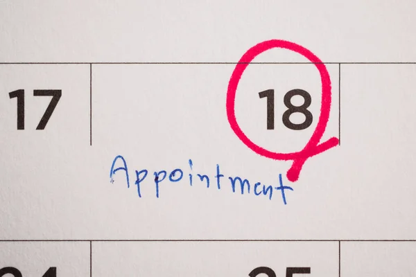 Important Appointment Schedule Write White Calendar Page Date Close — Stock Photo, Image