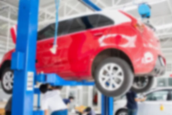 Reparación Coches Estación Servicio Fondo Borroso — Foto de Stock