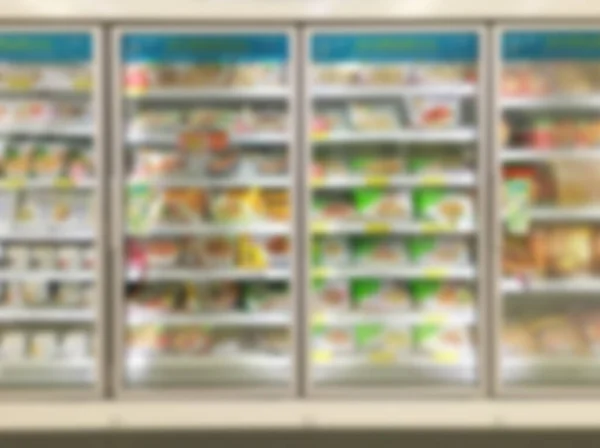 Коммерческие Холодильники Большом Супермаркете Размыты Фон — стоковое фото