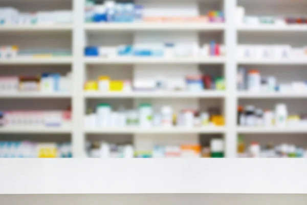 pharmacy store background with white table counter