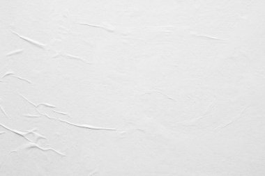 Boş beyaz buruşmuş ve buruşmuş kağıt poster dokusu arka planı