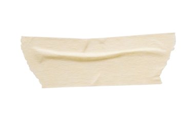 Sarı yapıştırıcı bant beyaz arkaplanda izole edilmiş.