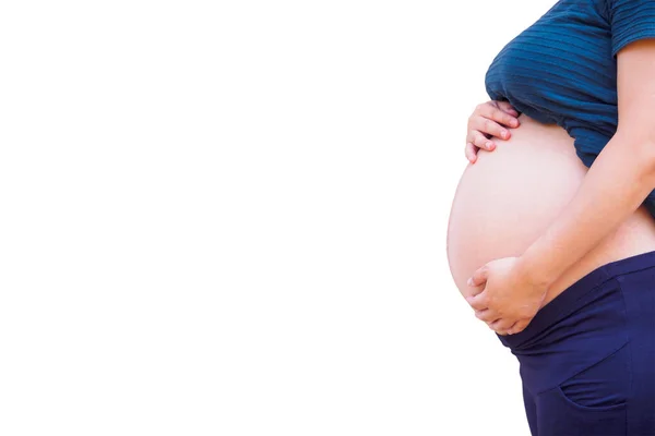 Aziatische Zwangere Vrouw Geïsoleerd Witte Achtergrond — Stockfoto