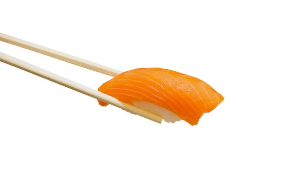 Salmão Sushi Nigiri Isolado Sobre Fundo Branco — Fotografia de Stock
