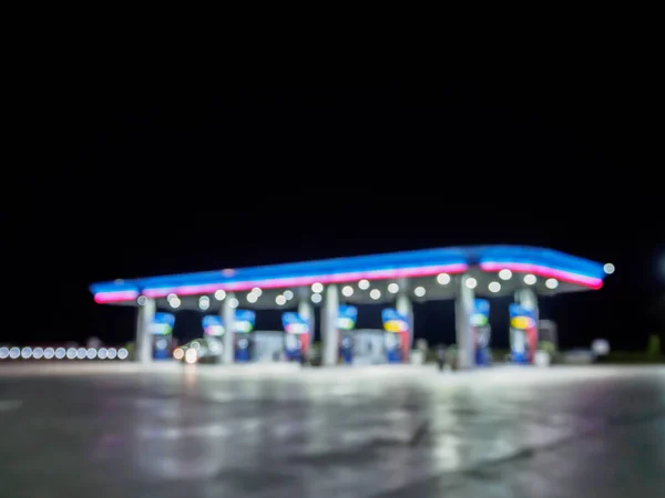 Blur Gasolinera Por Noche — Foto de Stock