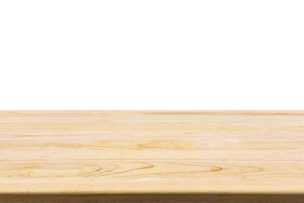 Holz Tischplatte Isoliert Auf Weißem Hintergrund — Stockfoto