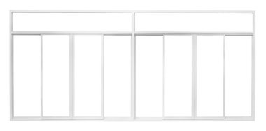 Beyaz arkaplanda izole edilmiş gerçek modern ev penceresi