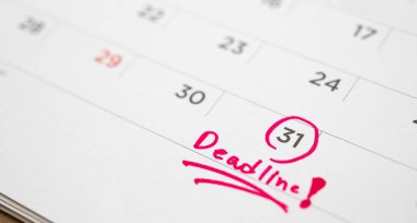 Beyaz takvim sayfasına son tarih yazma tarihi kapat