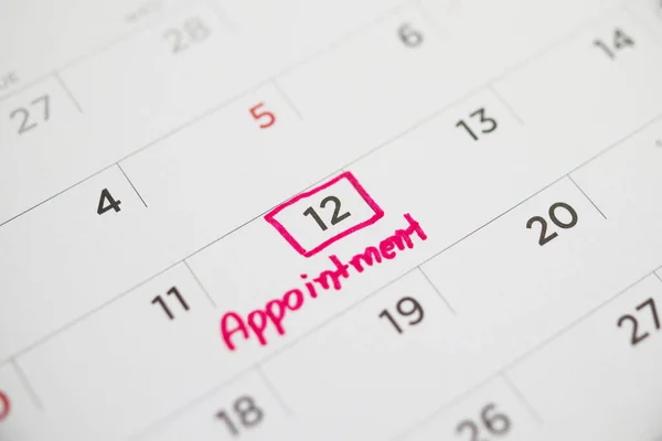 Important Appointment Schedule Write White Calendar Page Date Close — Stock Photo, Image