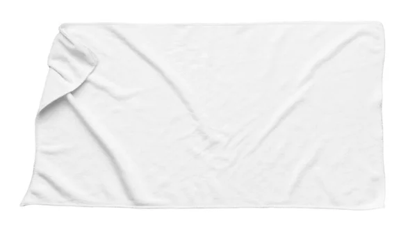 Witte Strand Handdoek Geïsoleerde Witte Achtergrond — Stockfoto