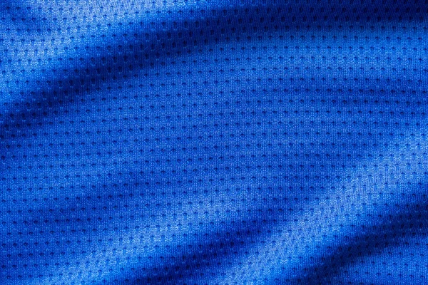 Blaue Farbe Stoff Sportbekleidung Fußballtrikot Mit Air Mesh Textur Hintergrund — Stockfoto
