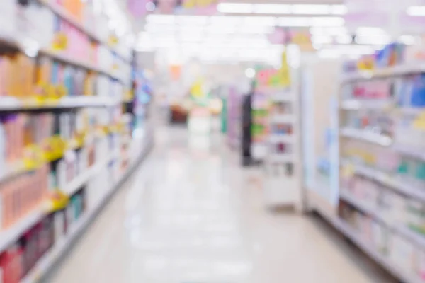 Abstrakcyjna Alejka Supermarketów Zdrowiem Kosmetykami Półki Zamazane Tło — Zdjęcie stockowe