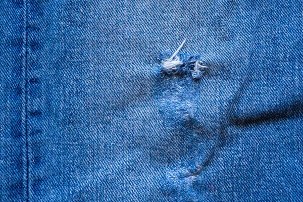 Denim Blue Jeans Torn Fashion Design Texture Close Background Top — Stock Photo, Image