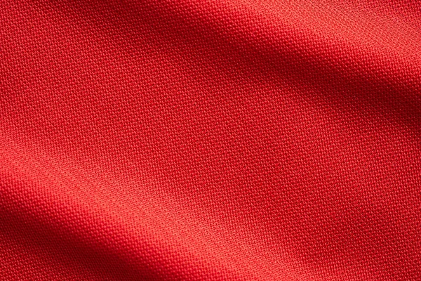 Red Sports Clothing Fabric Football Jersey Texture Close — Stock Photo, Image