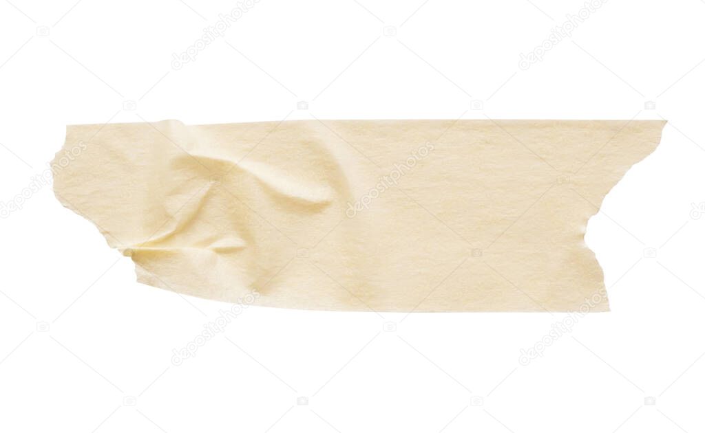 Yellow adhesive paper tape isolated on white background