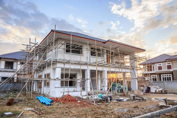 Construction Residential New House Progress Building Site — Stock Photo, Image