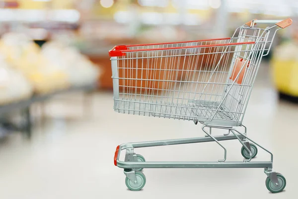 Supermercado Tienda Comestibles Con Carrito Compras Vacío — Foto de Stock