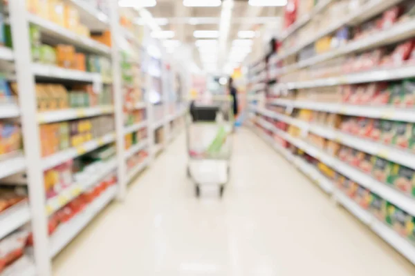 Abstrakcyjny Rozmycie Supermarket Zniżki Sklepowej Półki Produktów Wnętrze Nieostre Tło — Zdjęcie stockowe
