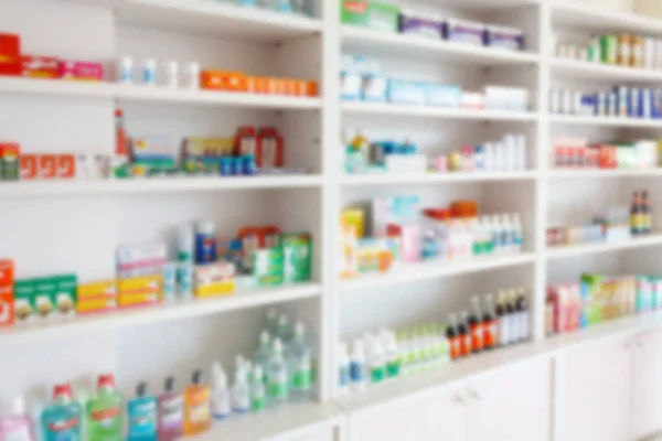 Pharmacy Drugstore Blur Abstract Backbround Medicine Healthcare Product Shelves — Stock Photo, Image
