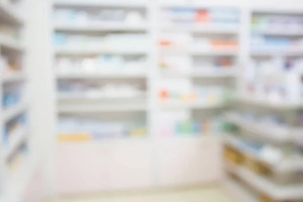 Apotheek Drogisterij Vervagen Abstracte Backbround Met Geneeskunde Gezondheidszorg Product Schappen — Stockfoto