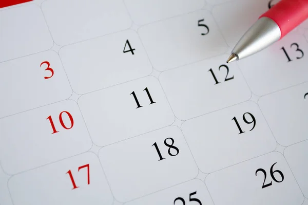 Calendario Bolígrafo Para Marcar Fecha —  Fotos de Stock