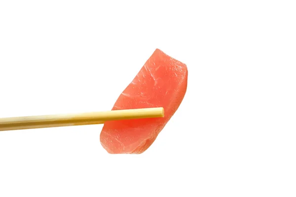 Tuńczyk Sashimi Pałeczkami Wyizolowanymi Białym Tle — Zdjęcie stockowe