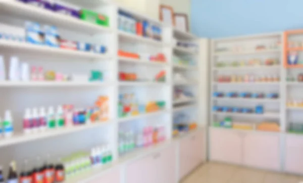 Scaffali Sfocati Farmaci Farmacia — Foto Stock