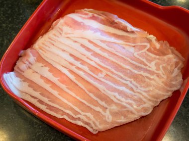 Taze domuz eti. Yakın plan. 