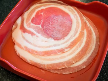 Taze domuz eti. Yakın plan. 