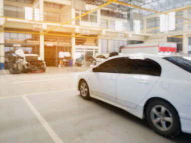 Araç tamir merkezi içi bulanık arkaplan