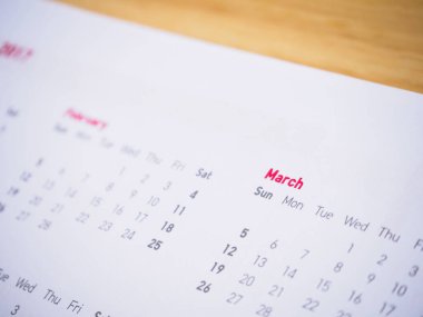 Takvimdeki aylar ve tarihler yeni yıl 2017