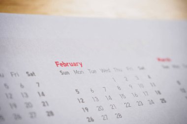 Takvimdeki aylar ve tarihler yeni yıl 2017