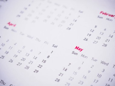 Takvimdeki aylar ve tarihler yeni yıl 2017