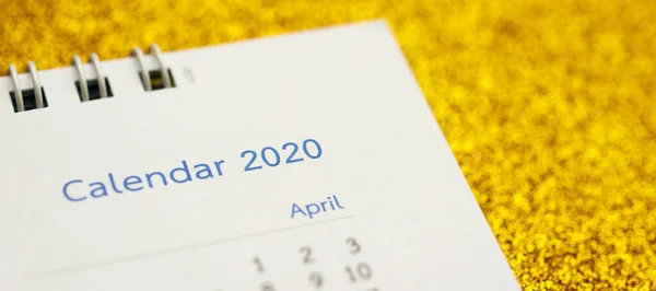 Frohes Neues Jahr 2020 Kalenderblatt Aus Nächster Nähe Auf Goldenem — Stockfoto