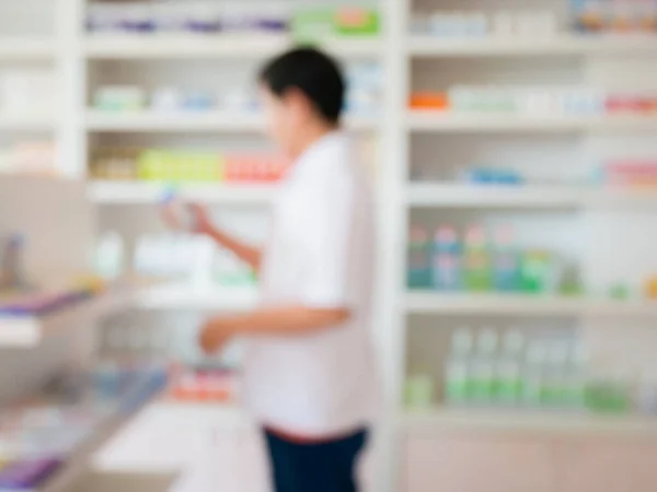 Blur Image Pharmacist Working Pharmacy — Stock Photo, Image