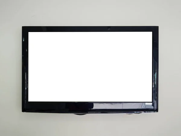 Led tv on the wall background with blank television screen