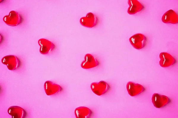 Día San Valentín Fondo Con Caramelos Forma Corazón Sobre Fondo — Foto de Stock