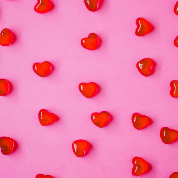 Día San Valentín Fondo Con Caramelos Forma Corazón Sobre Fondo — Foto de Stock