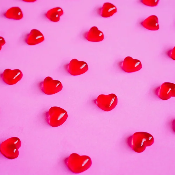 Día San Valentín Fondo Con Caramelos Forma Corazón Sobre Fondo — Foto de Stock