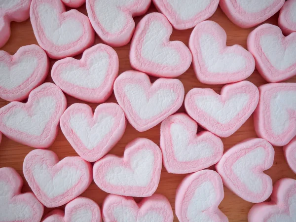 Pink Heart Shape Marshmallow Valentines Background — Stock Photo, Image